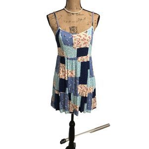 Altered State Vintage Patchwork and Paisly Print Spagetti Strap Dress Size M